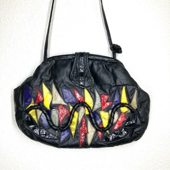 Alex Bendel Black Orange Croc-Embossed Backpack purse Stripe Lined Zip New NWT Women main image 3